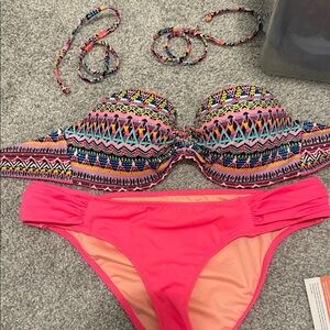 2016 Victoria's Secret Neon Pink & Multicolor Bikini